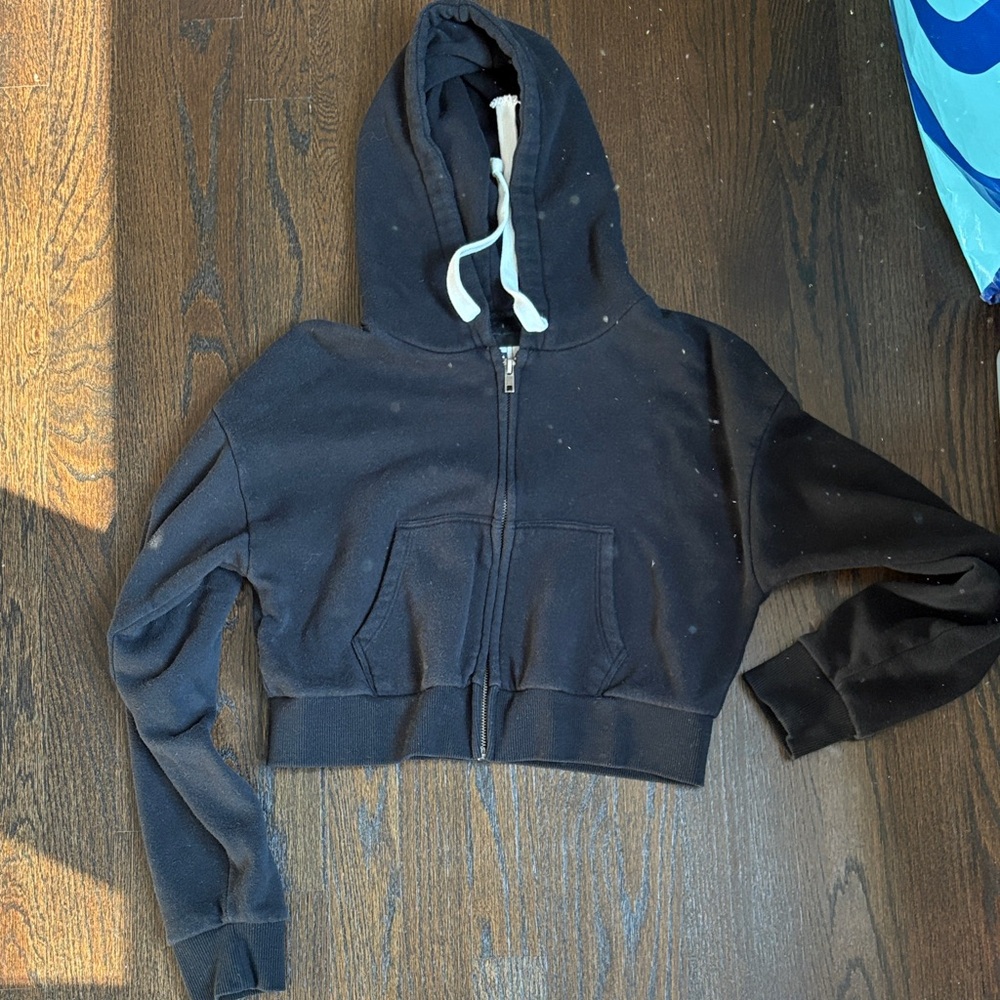 Katie J NYC Black Cropped Hoodie